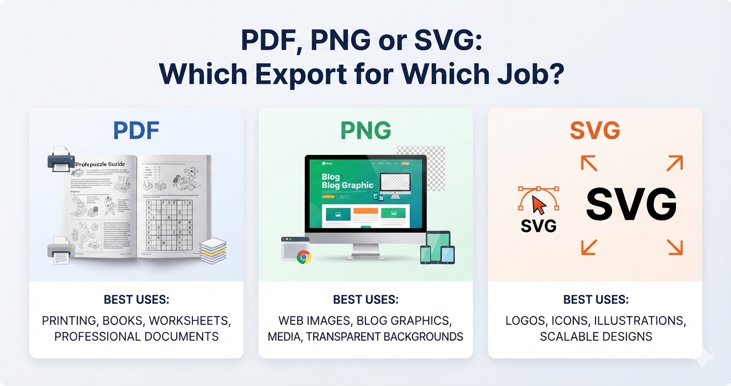Featured illustration for PDF, PNG or SVG: which export for which job